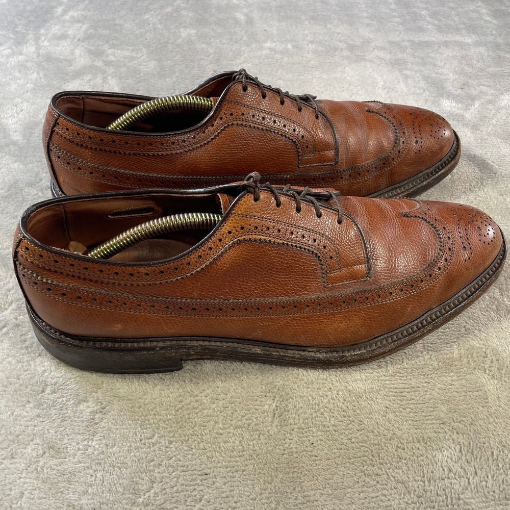 Allen Edmonds MacNeil Longwing Blucher Shoes Mens 10 Brown Pebble Leather Office